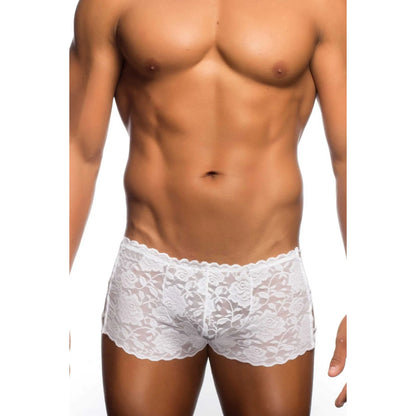 Men’s Black Lace Boxer Brief – Criss Cross Side Designer Underwear