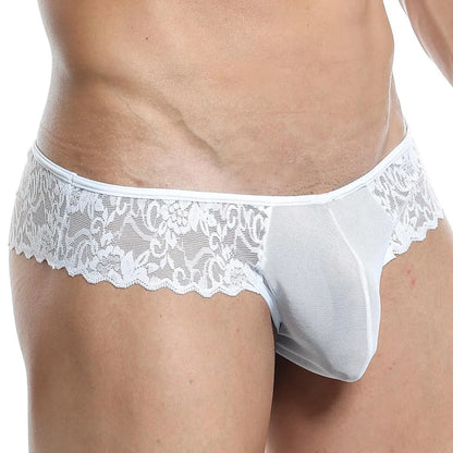Men’s Sheer Lace Trunk Brief – Ultra Low Rise Exotic Men’s Underwear