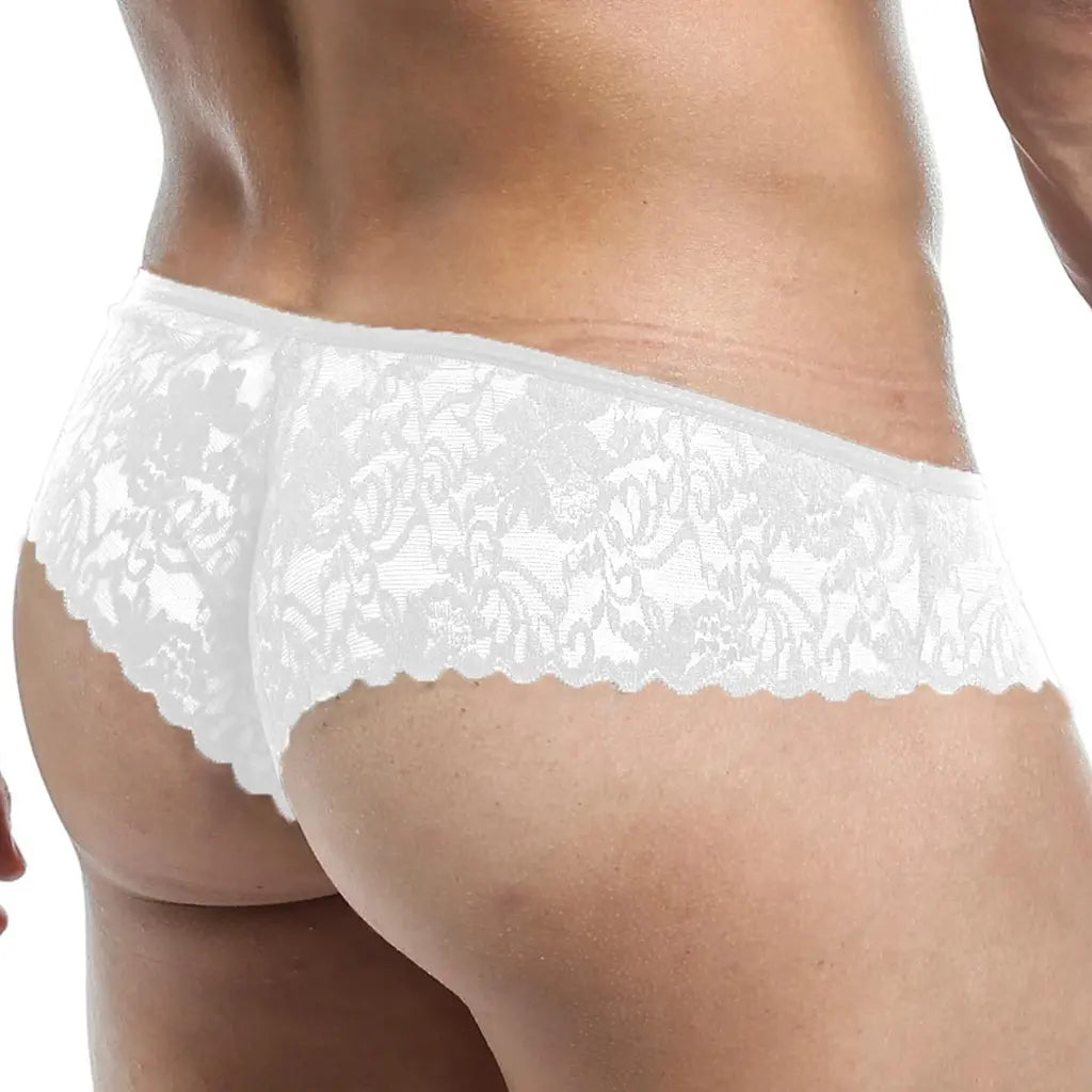 Men’s Sheer Lace Trunk Brief – Ultra Low Rise Exotic Men’s Underwear