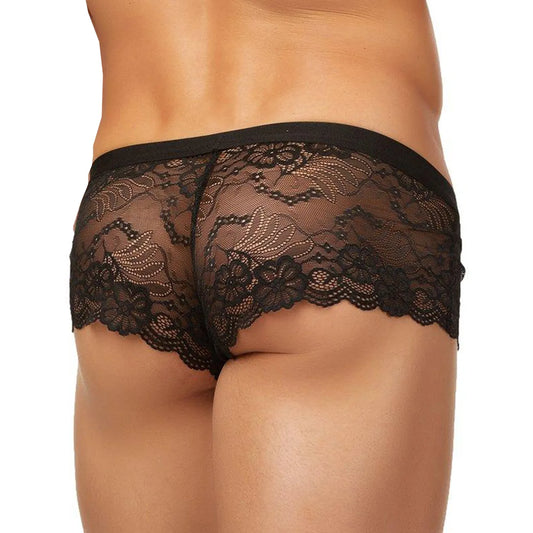 Men’s Sheer Lace Trunk Brief – Ultra Low Rise Exotic Men’s Underwear