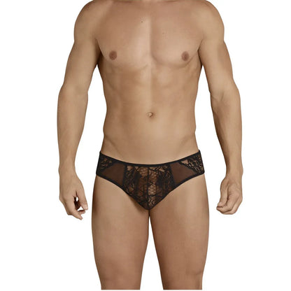 Men’s Sheer Floral Lace Brief – Transparent Designer Bikini Underwear
