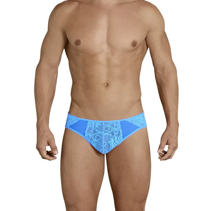 Men’s Sheer Floral Lace Brief – Transparent Designer Bikini Underwear