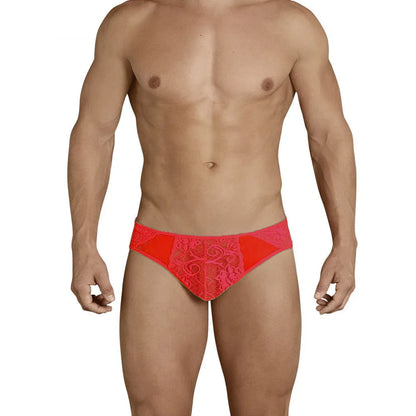 Men’s Sheer Floral Lace Brief – Transparent Designer Bikini Underwear