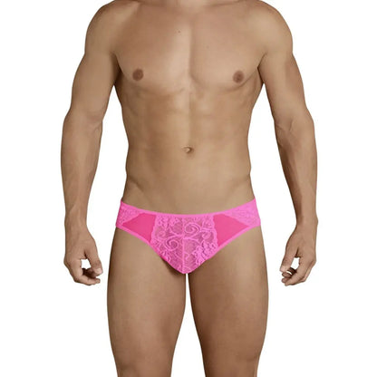 Men’s Sheer Floral Lace Brief – Transparent Designer Bikini Underwear