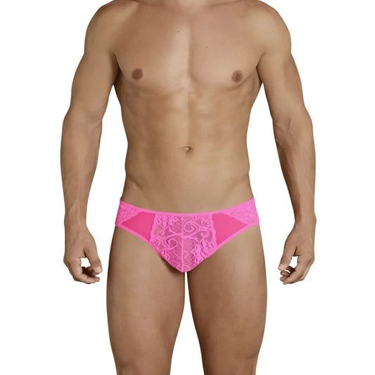 Men’s Sheer Floral Lace Brief – Transparent Designer Bikini Underwear