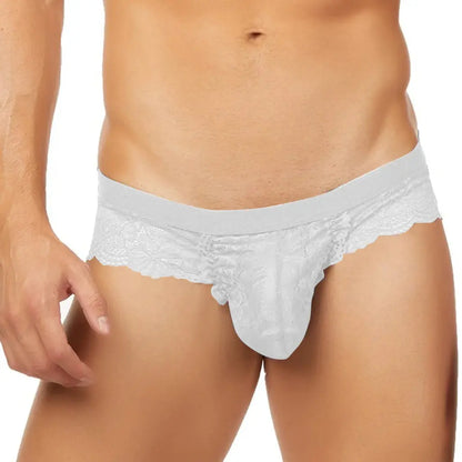 Men’s Sheer Lace Bikini Brief – Ultra Low Rise Exotic Men’s Underwear