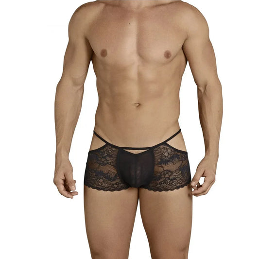 Men’s Sheer Lace Trunk Brief – Ultra Low Rise Exotic Men’s Underwear