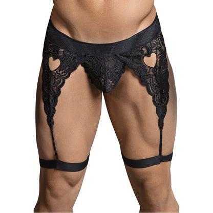Men’s Lace Suspender Garter Brief – Ultra Low Rise Exotic Men’s Lingerie