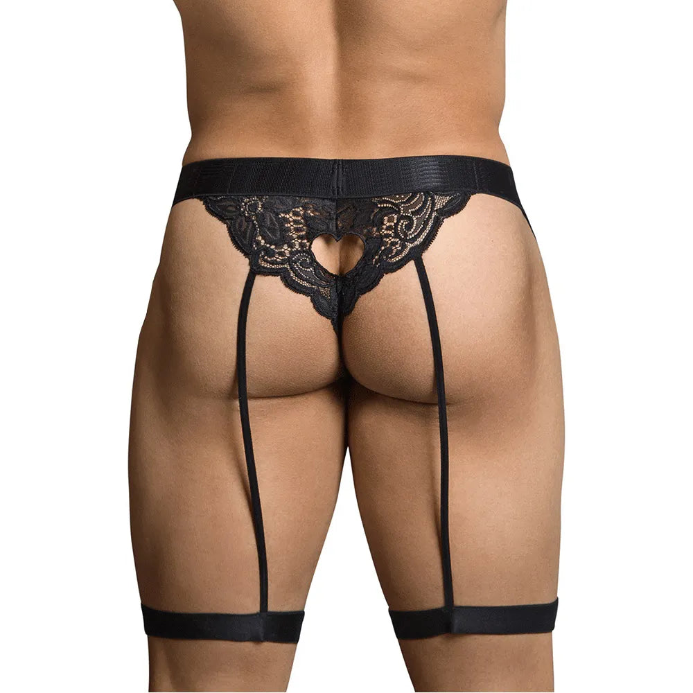 Men’s Lace Suspender Garter Brief – Ultra Low Rise Exotic Men’s Lingerie