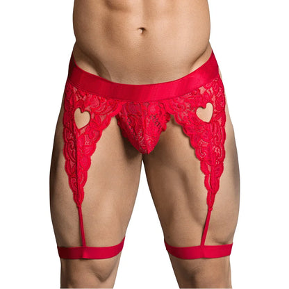 Men’s Lace Suspender Garter Brief – Ultra Low Rise Exotic Men’s Lingerie
