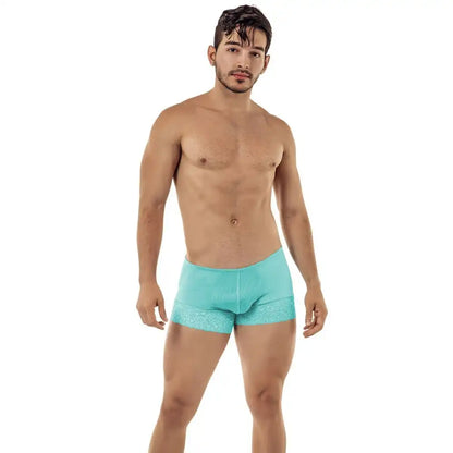 Men’s Sheer Lace Trim Boxer Shorts – Soft Stretch Designer Underwear