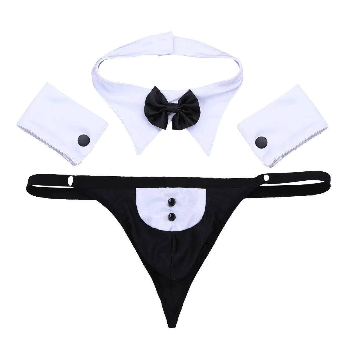 Men’s Tuxedo Inspired Thong Costume Set – Stylish Roleplay Lingerie