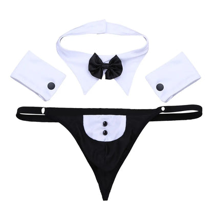 Men’s Tuxedo Inspired Thong Costume Set – Stylish Roleplay Lingerie