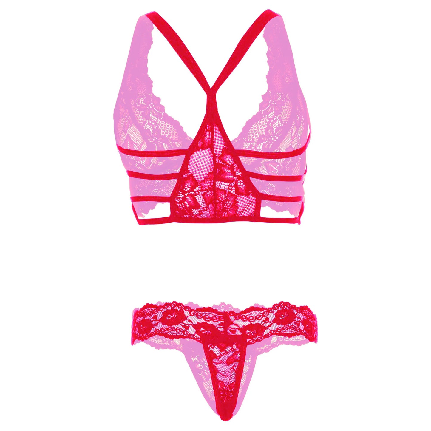 Women’s Floral Lace Bralette & Matching Panty Set – Elegant Two-Piece Lingerie Ensemble with Scalloped Embroidery Detail