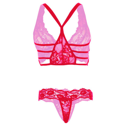 Women’s Floral Lace Bralette & Matching Panty Set – Elegant Two-Piece Lingerie Ensemble with Scalloped Embroidery Detail