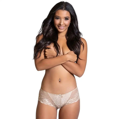 Women’s Sheer Floral Lace Boyshort Panty – Elegant Mid-Rise Intimate Bottomwear
