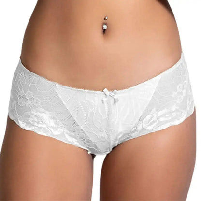 Women’s Sheer Floral Lace Boyshort Panty – Elegant Mid-Rise Intimate Bottomwear