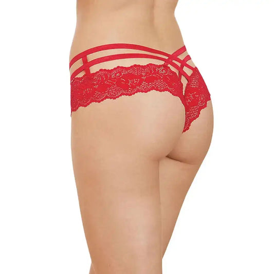 Women’s Criss-Cross Lace Boyshort Panty – Elegant Low-Rise Designer Intimate Bottomwear