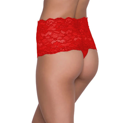 Women’s High Waist Lace Boyshort Panty – Sheer Floral Mesh Sexy Lingerie Bottomwear