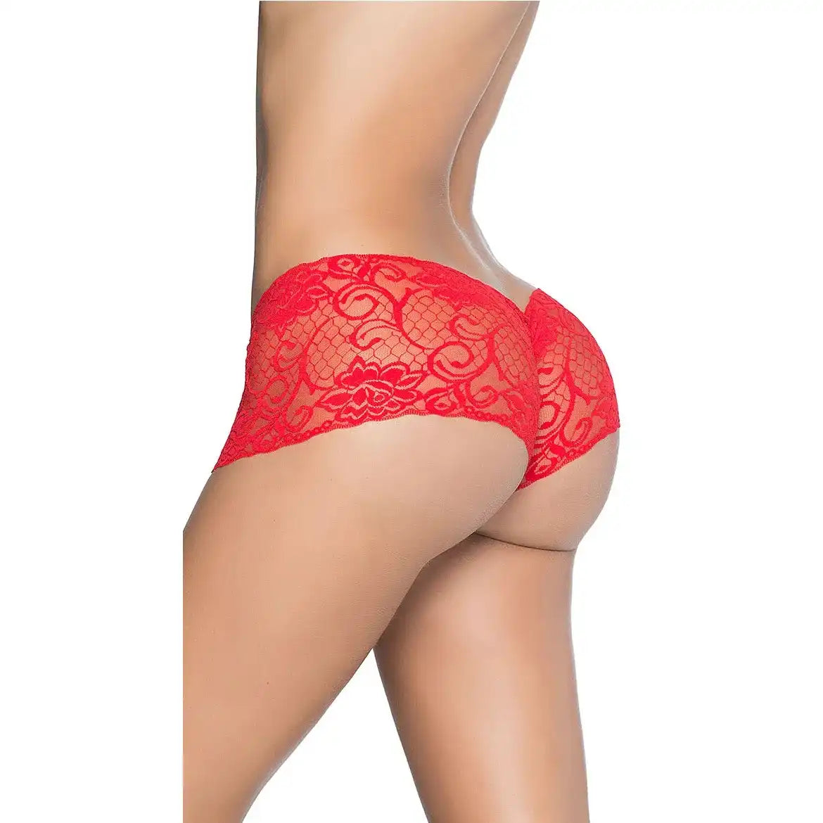 Women’s Floral Lace Cheeky Boyshort Panty – Elegant Semi-Sheer Designer Intimate Bottomwear