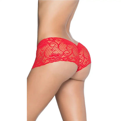 Women’s Floral Lace Cheeky Boyshort Panty – Elegant Semi-Sheer Designer Intimate Bottomwear