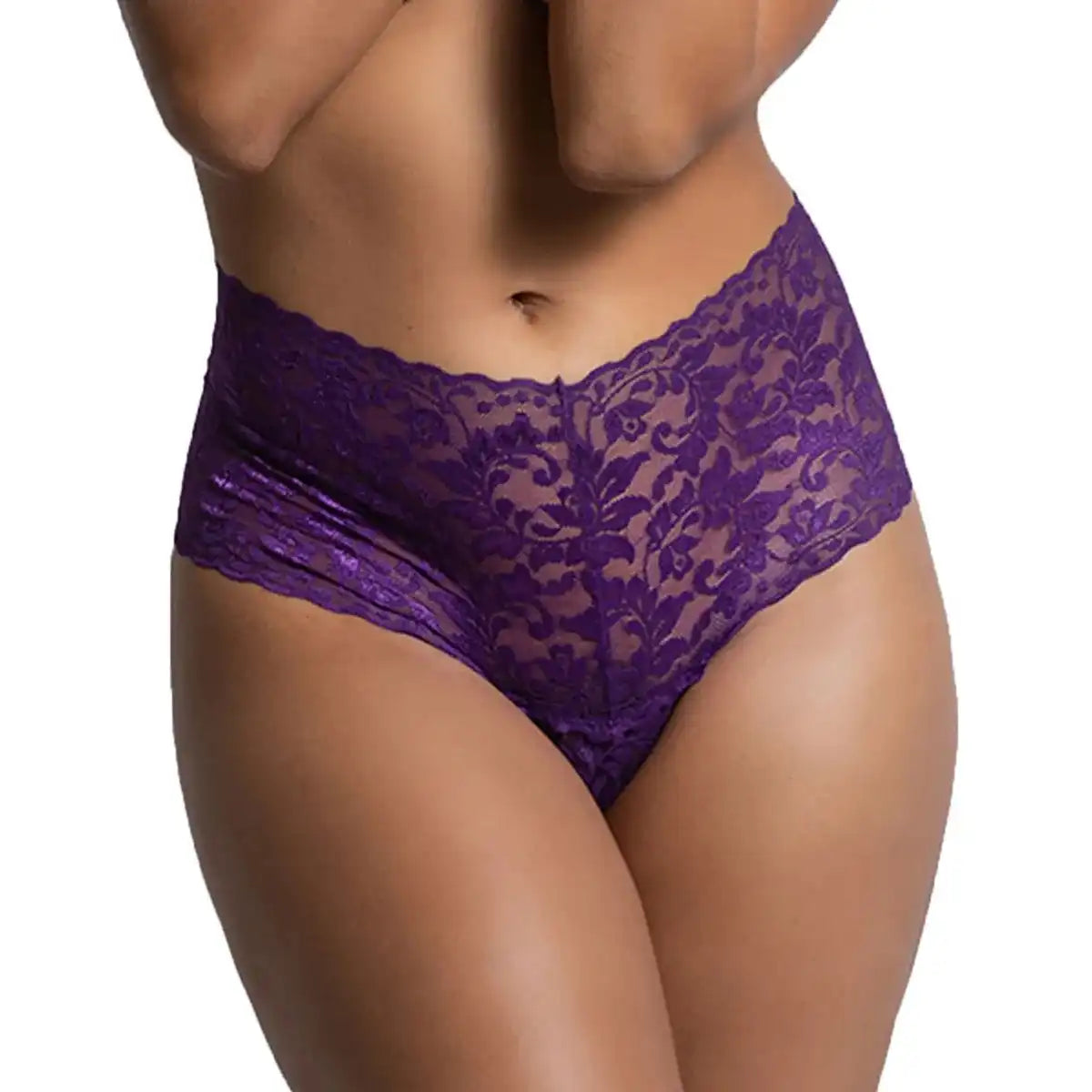 Women’s High-Waist Floral Lace Cheeky Brief – Elegant Sculpting Designer Intimate Bottomwear