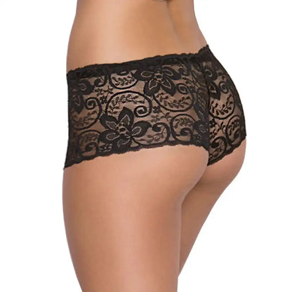 Women’s Floral Lace Mid-Rise Boyshort Panty – Ultra-Soft Sheer Stretch Designer Intimate Bottomwear