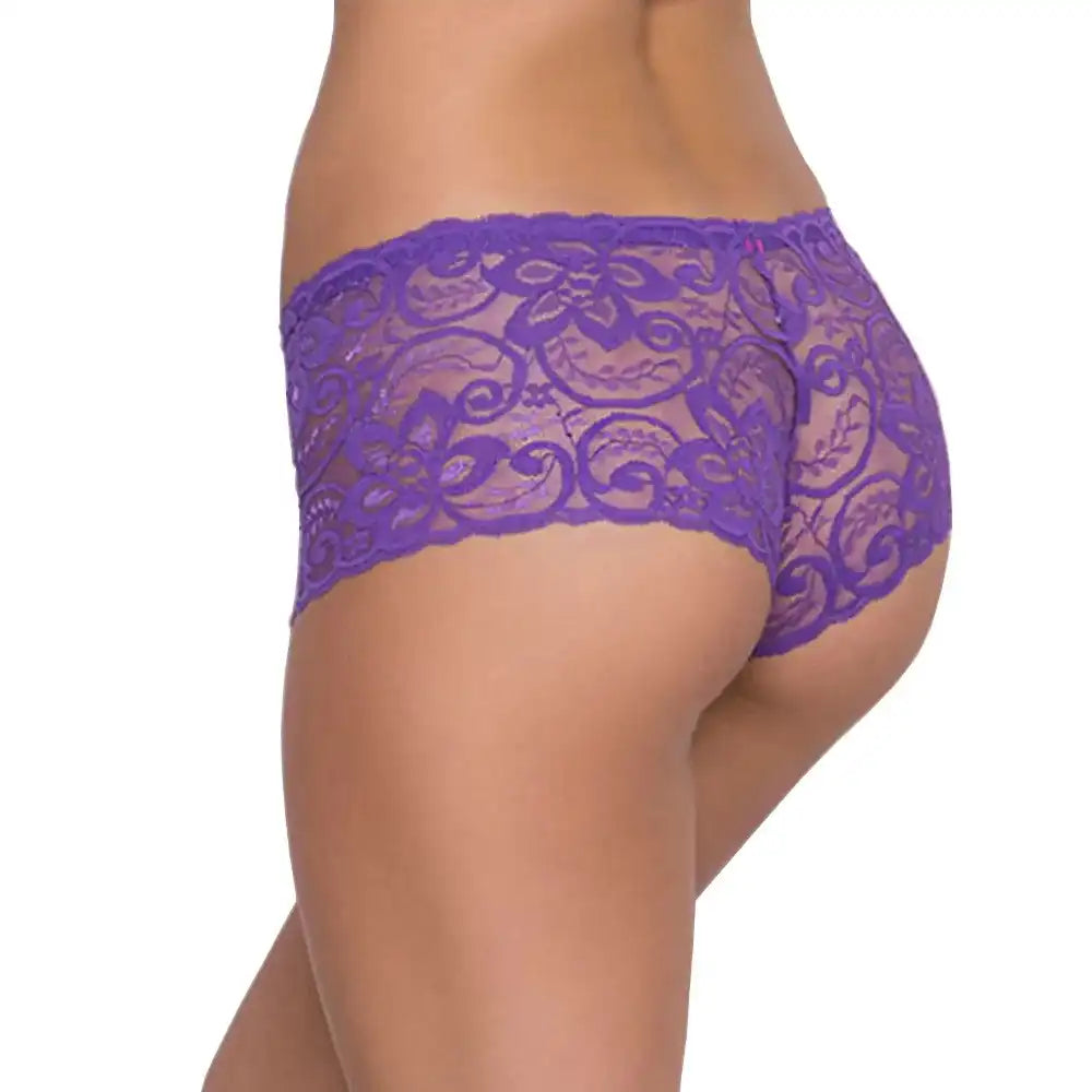 Women’s Floral Lace Mid-Rise Boyshort Panty – Ultra-Soft Sheer Stretch Designer Intimate Bottomwear