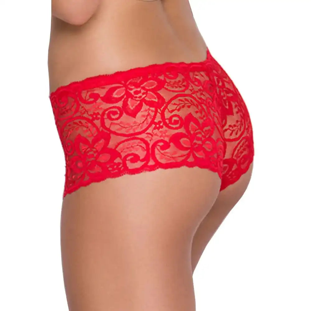 Women’s Floral Lace Mid-Rise Boyshort Panty – Ultra-Soft Sheer Stretch Designer Intimate Bottomwear
