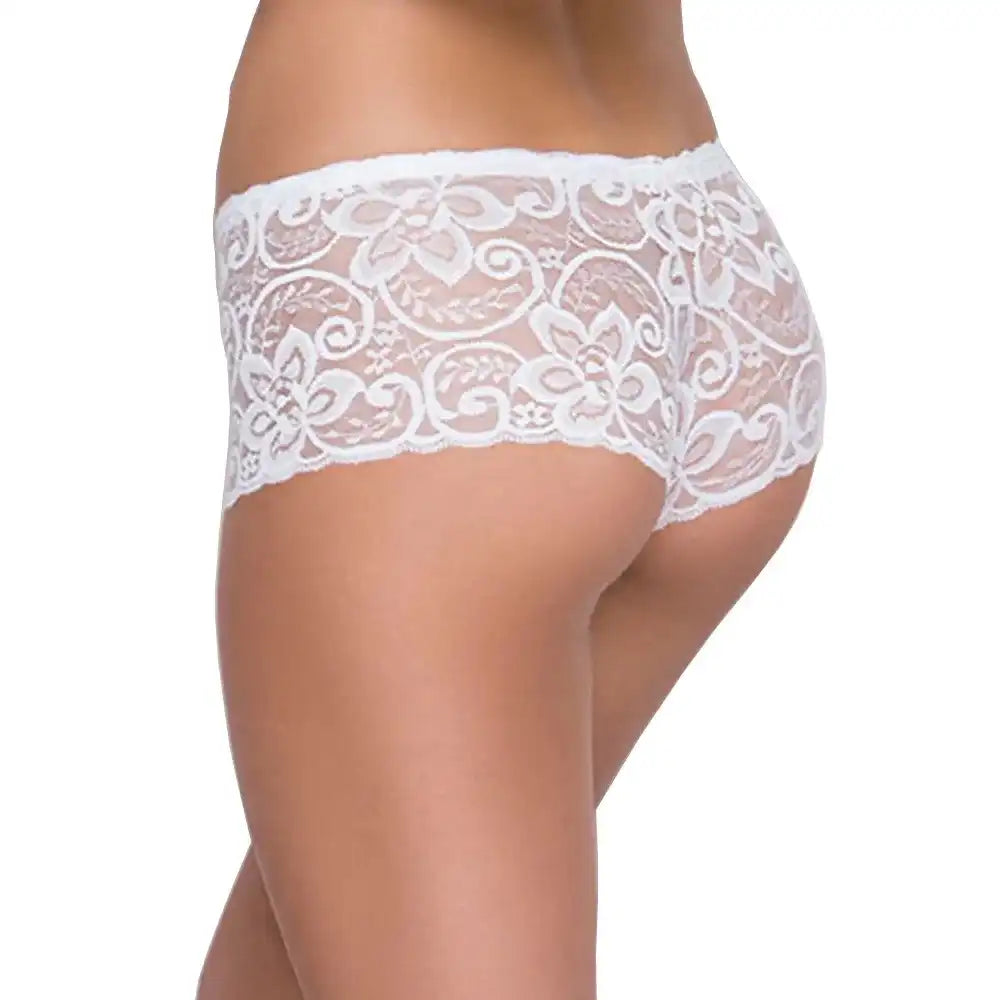 Women’s Floral Lace Mid-Rise Boyshort Panty – Ultra-Soft Sheer Stretch Designer Intimate Bottomwear