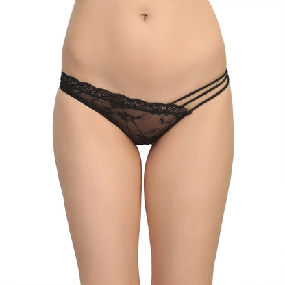 Women’s Double-Strap Sheer Lace Bikini Panty – Ultra-Lightweight Designer Intimate Bottomwear