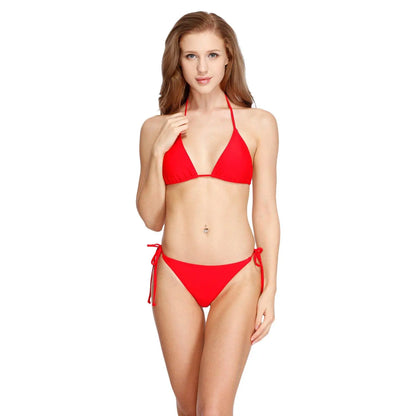 Women’s Multicolor Triangle Bikini Set – Halter Neck Two Piece Side Tie Swimwear