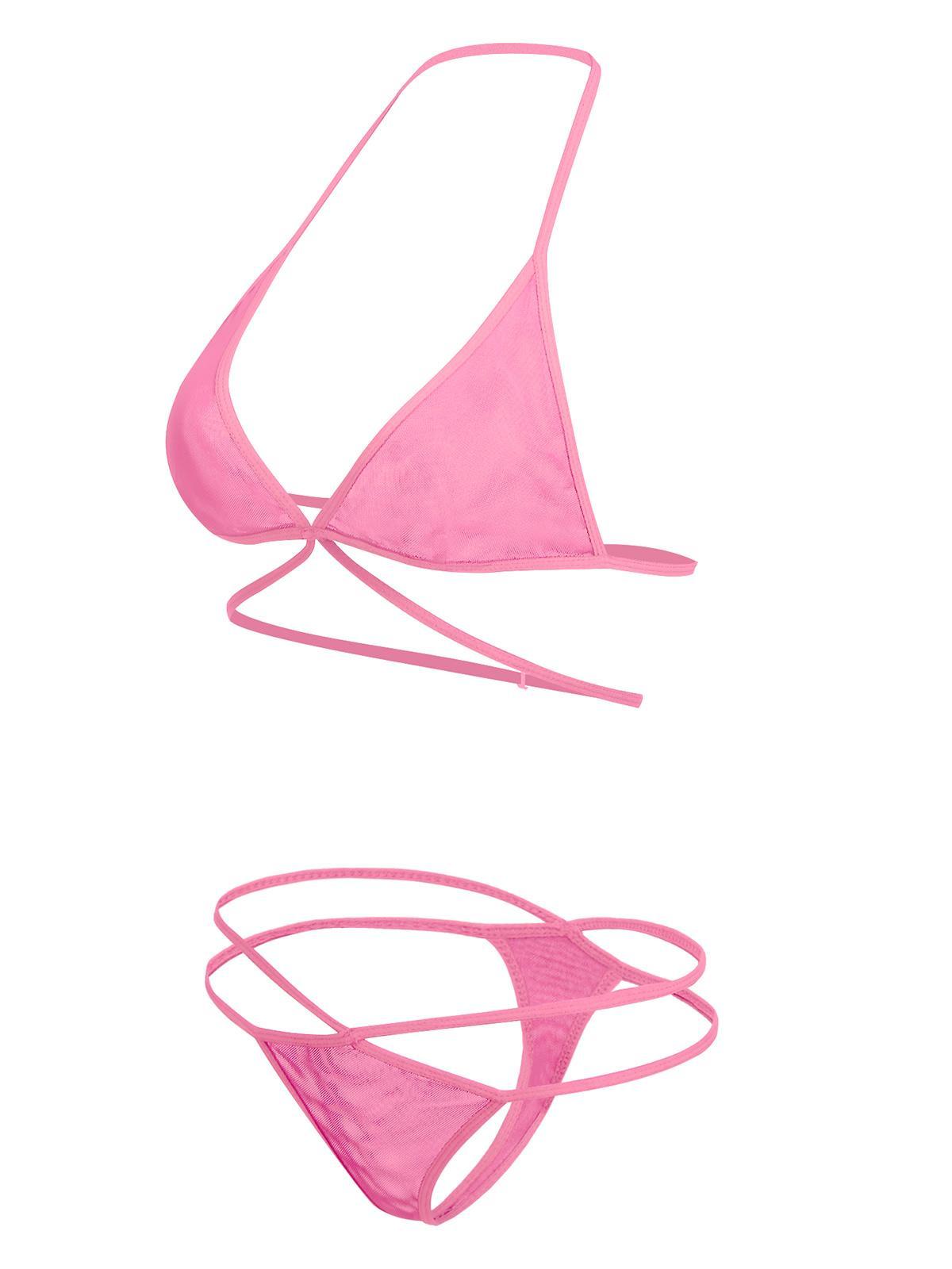 Women Sheer Lingerie Set Triangle Bralette and Strap Thong Panty Set Soft Stretch Designer Innerwear for Women