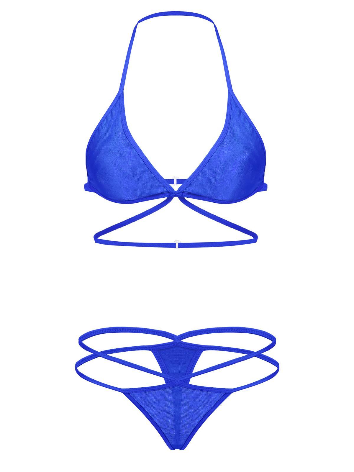 Women Sheer Lingerie Set Triangle Bralette and Strap Thong Panty Set Soft Stretch Designer Innerwear for Women
