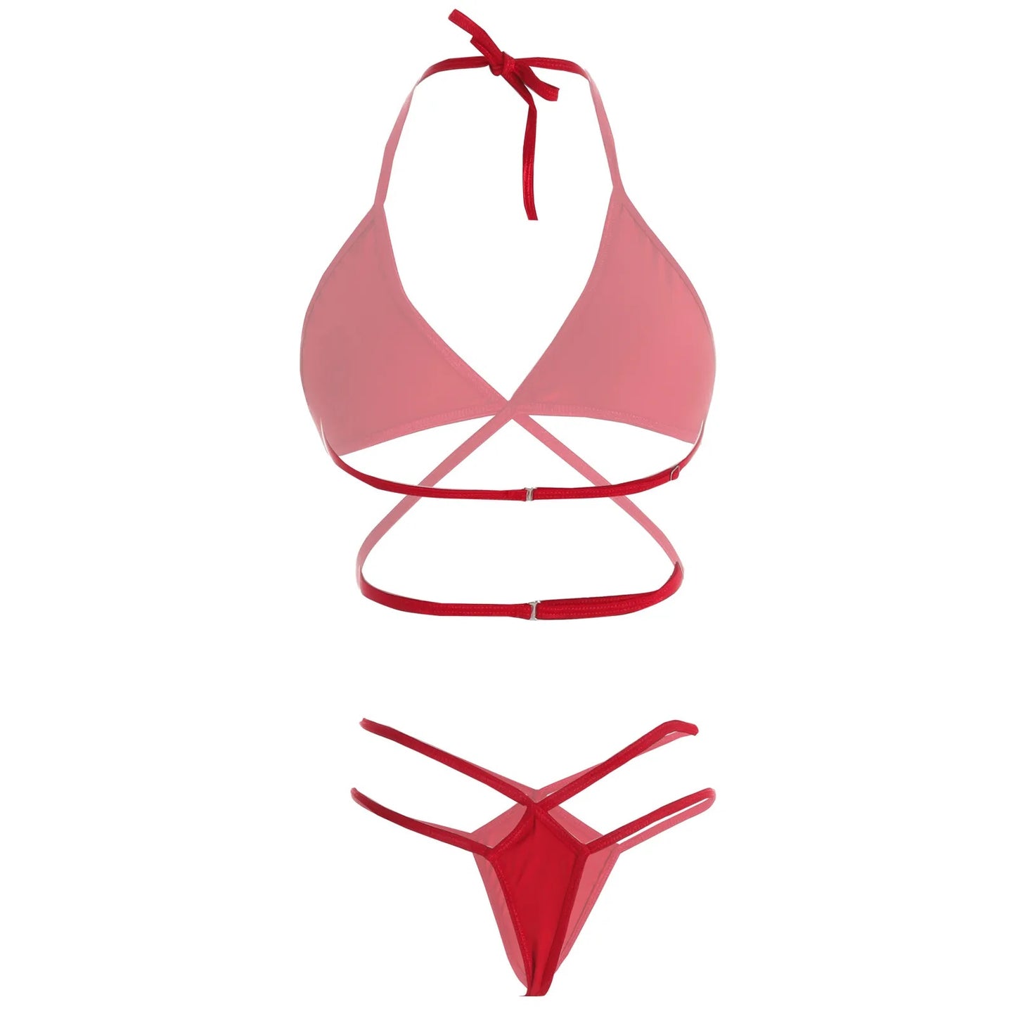 Women Sheer Lingerie Set Triangle Bralette and Strap Thong Panty Set Soft Stretch Designer Innerwear for Women