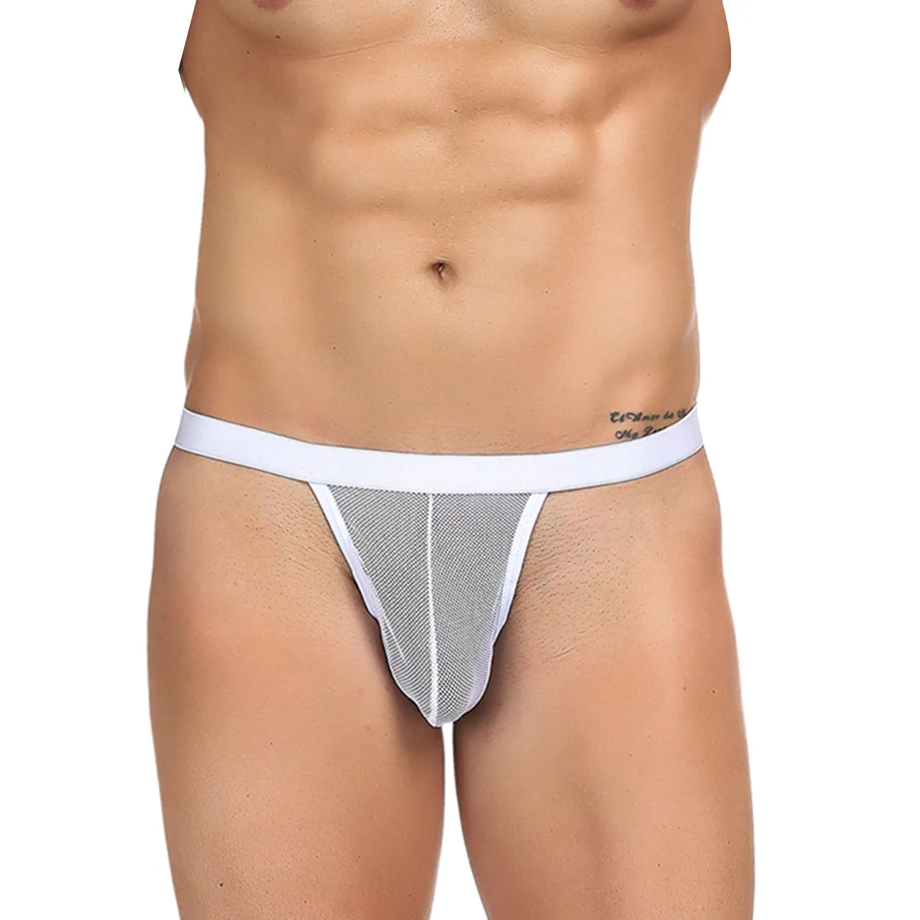  Premium men's micro mesh thong featuring a breathable honeycomb fabric, a supportive contoured pouch, and a thin low-rise waistband for a seamless fit.