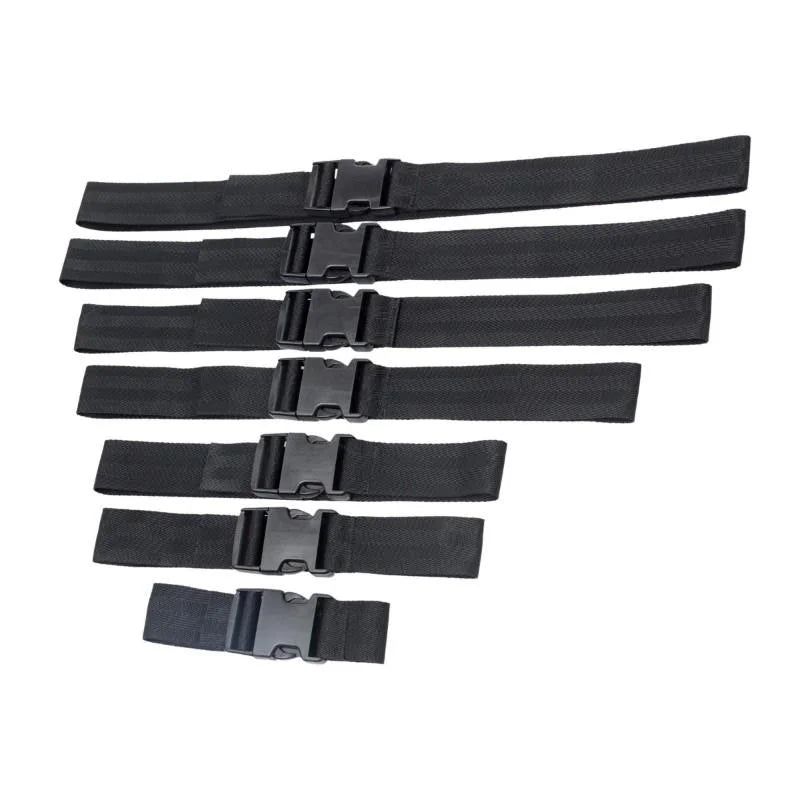 7-piece adjustable nylon restraint belt set with quick-release buckles for versatile positioning