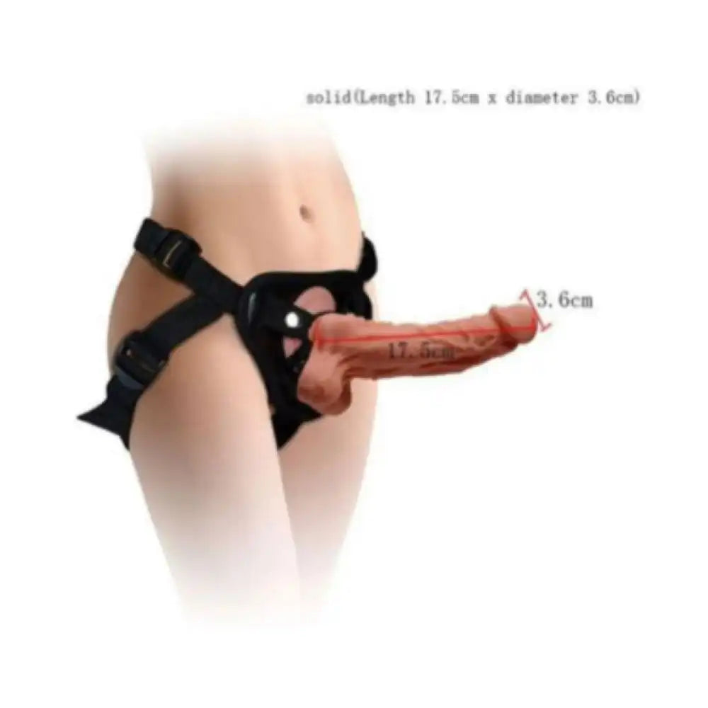 Adjustable strap-on harness with soft silicone extender and secure wearable design.