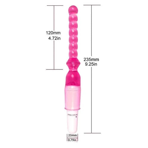 Pink beaded shape vibrator massager with ergonomic battery-operated design.