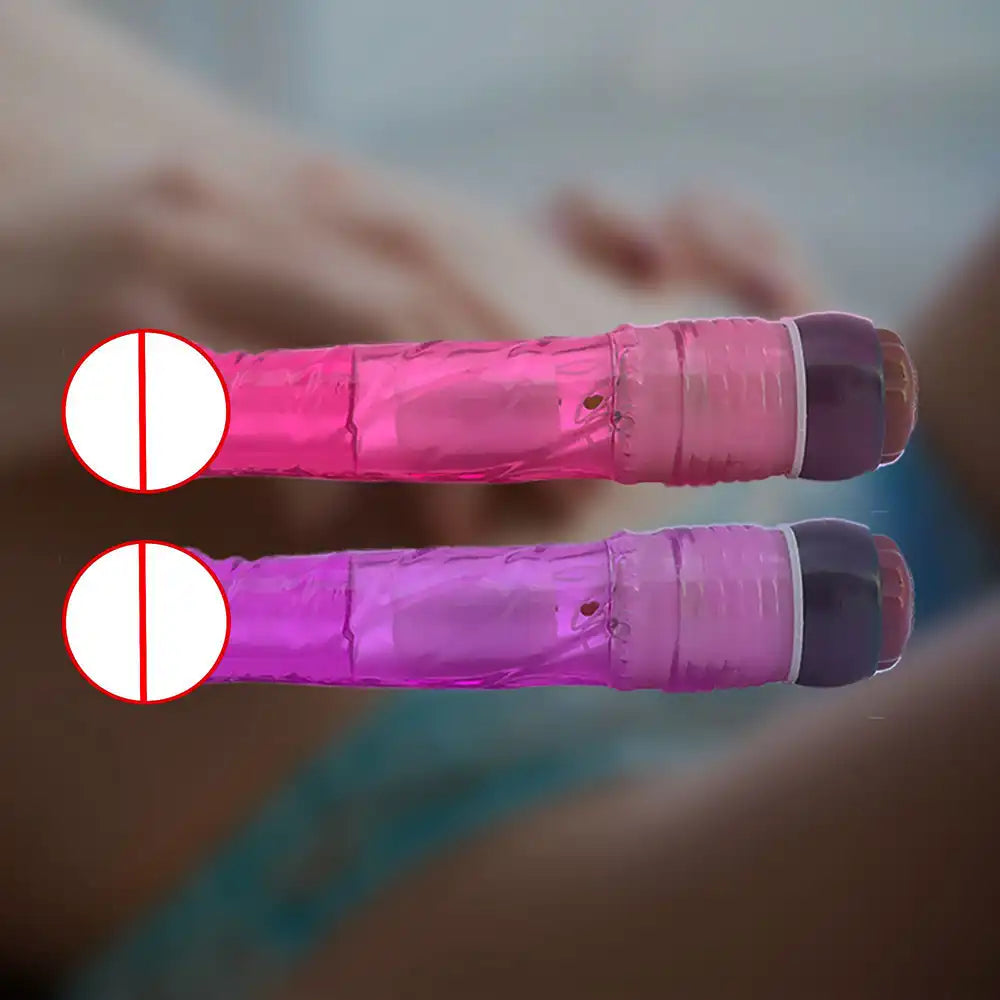Colorful vibrating massager for women with compact portable design and multi-speed vibration settings.
