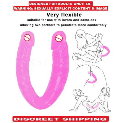 Pink double-ended flexible silicone wellness massager with ergonomic curved design.