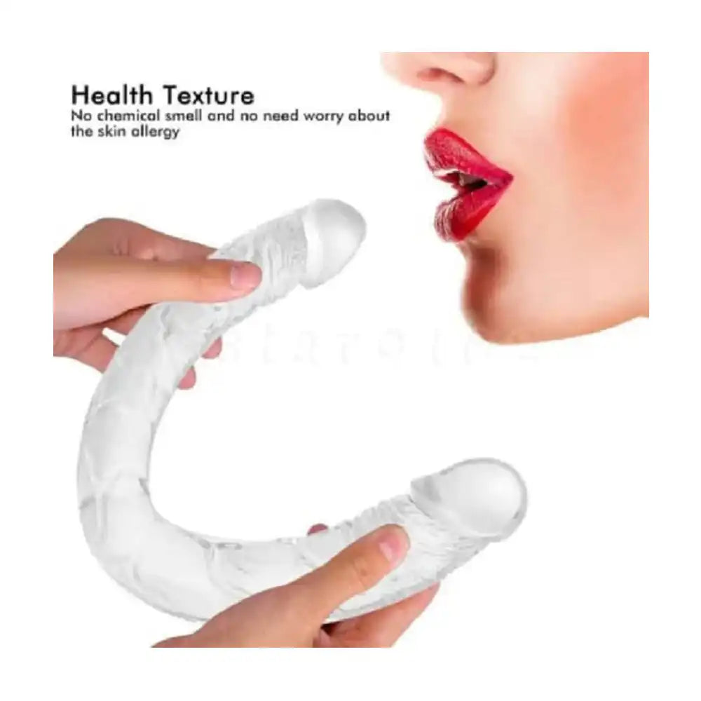 Pink double-ended flexible silicone wellness massager with ergonomic curved design.