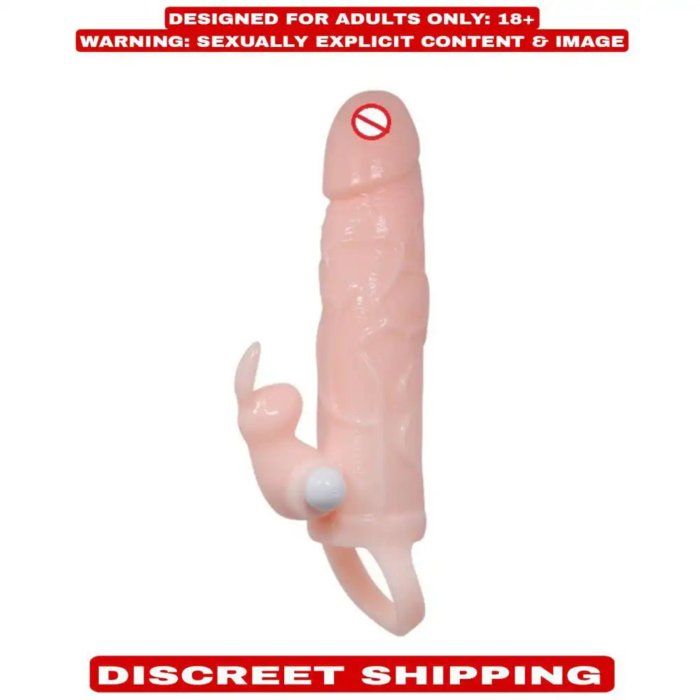 Dual vibration extension sleeve with soft silicone construction and ergonomic design.