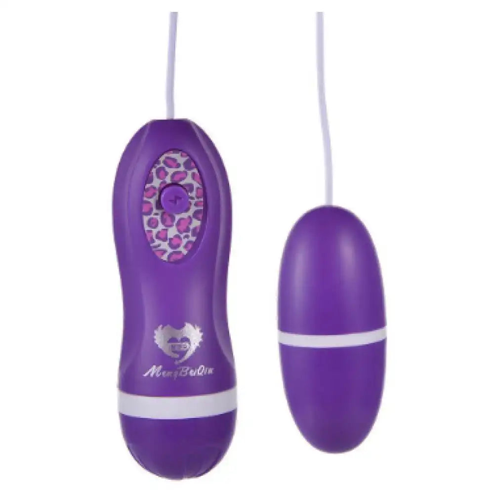 Purple egg vibrator relax massager for women with wired remote controller and compact design.