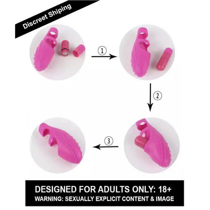 Pink finger vibrator massager for women with wearable ergonomic design and textured silicone surface.