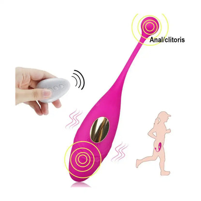 Pink fish shape USB rechargeable vibrating egg massager with wireless remote control.