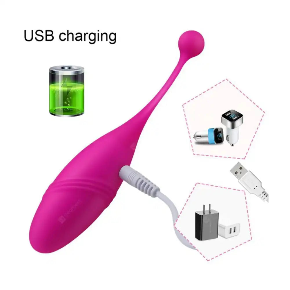 Pink fish shape USB rechargeable vibrating egg massager with wireless remote control.