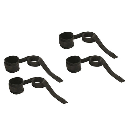Four nylon restraint straps with adjustable wrist and ankle cuffs for bed attachment.