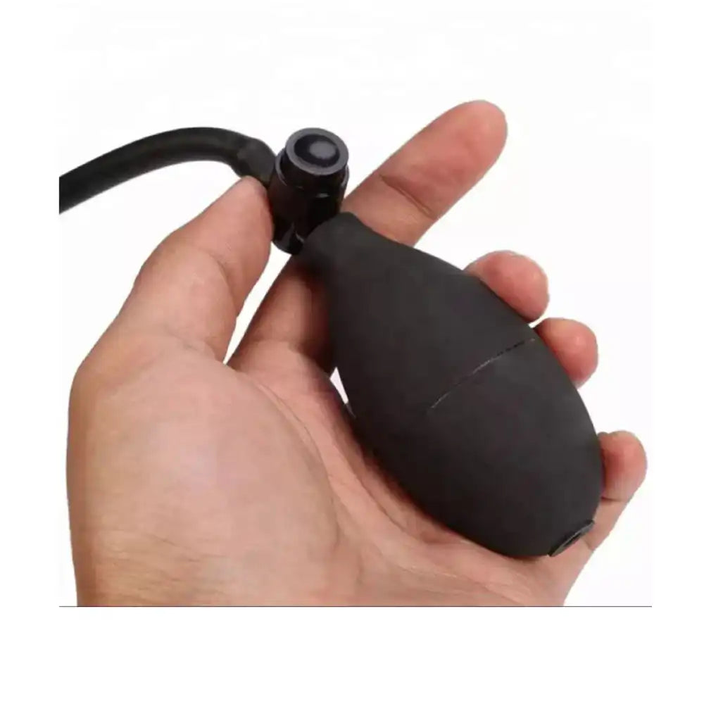 Inflatable suction cup wellness massager for women with adjustable air pump and flexible design.