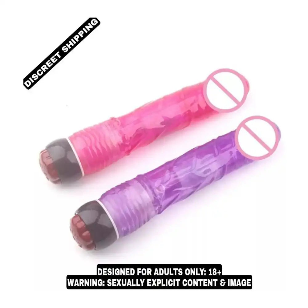 Pink jelly 8.75 inch massager with adjustable multi-speed control and ergonomic design.